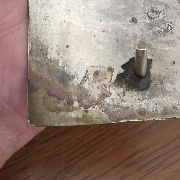 Vintage Silver Navajo Peyote Belt Buckle with Turquoise and Red Design - Picture 9 of 13